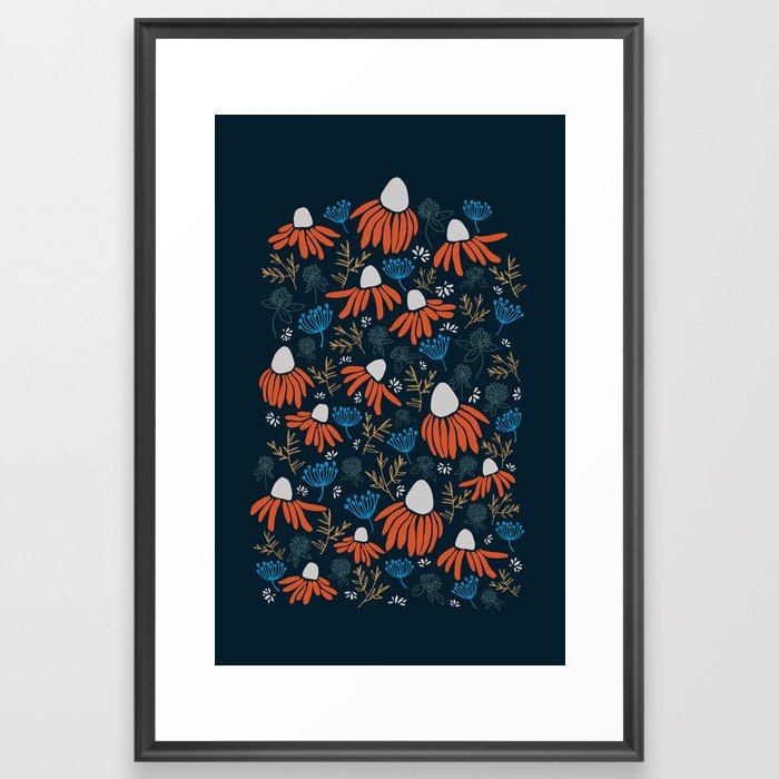 Wildflowers - Orange Framed Art Print