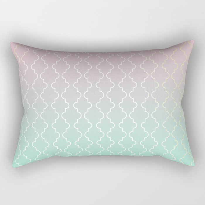 Moroccan pattern with mint, pink and gold Rectangular Pillow