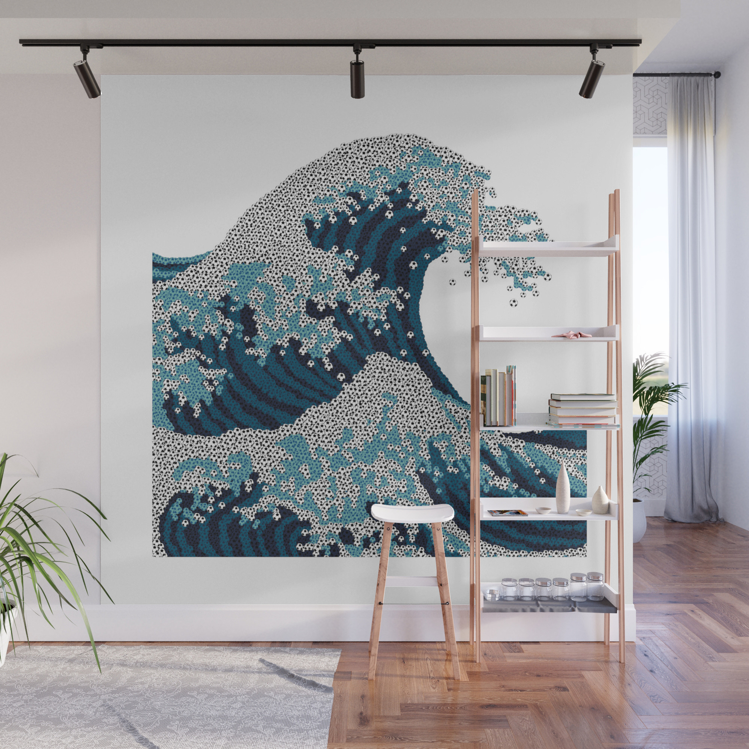The Great Wave Of Football Wall Mural By Aimout Society6