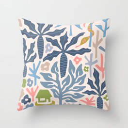 SNAKE IN THE GRASS-3 Abstract Tropical Floral with Snakes Throw Pillow