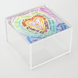 Rainbow Heart Colorful What Cancer Cannot Do Poem Acrylic Box