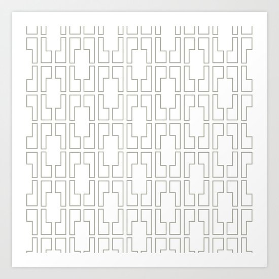 Simply Mid-Century Retro Gray on White Art Print