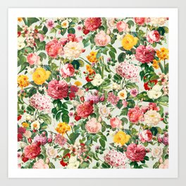 Floral A - Red, Yellow, Green, Colorful Bouquet  Art Print