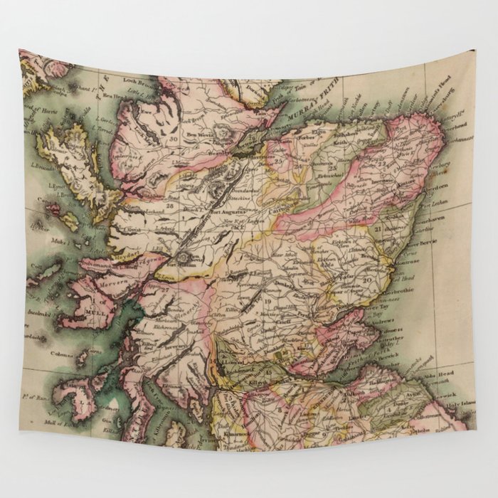 Vintage Map of Scotland (1814) Wall Tapestry