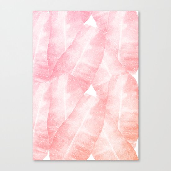 Banana Leaves Pink Canvas Print