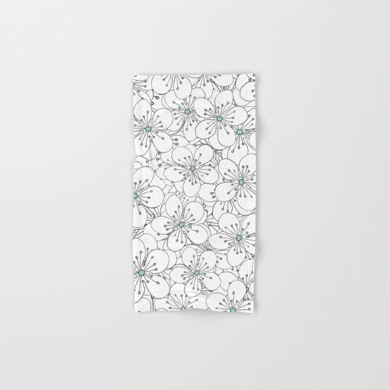Cherry Blossom Mint Hand & Bath Towel