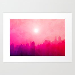 City in Pink Art Print