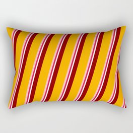 [ Thumbnail: Colorful Maroon, Orange, Light Pink, Crimson, and White Colored Lines/Stripes Pattern Rectangular Pillow ]