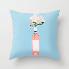 Rosé with Flowers Throw Pillow
