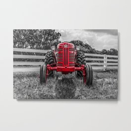 IH 300 Vintage Crop Tractor Metal Print | Front, Tractor, Color Isolation, International, Country, Farmall, 300, Photo, Red Tractor, Color 