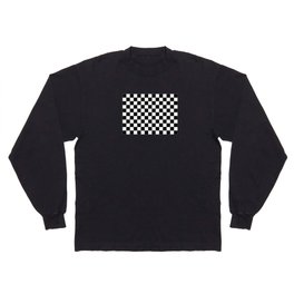 Black And White Checkered Flag Pattern Long Sleeve T-shirt