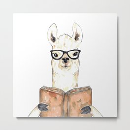  Llama reading book watercolor painting Metal Print | Background, Graduation, Pattern, Drawn, Drawing, Watercolor, Art, Reader, Illustration, Book 
