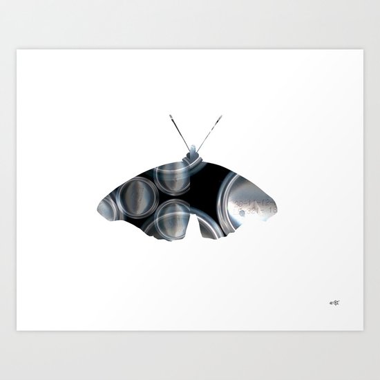 Metal Can Butterfly Collage Art Print