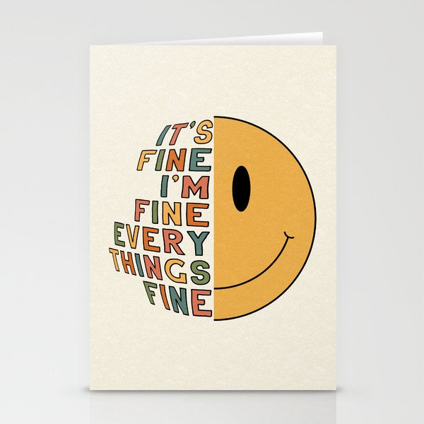Mental Health I'm Fine Smiley Face Stationery Cards