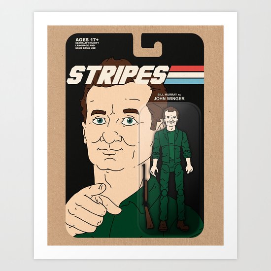 Stripes Action Figure Art Print