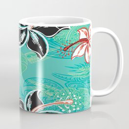 Black Hibiscus Jungle Print Coffee Mug
