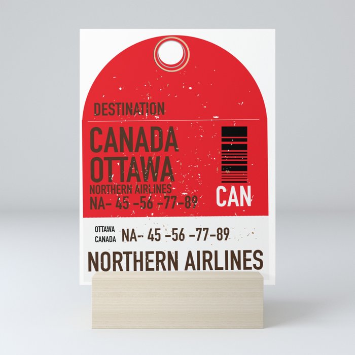 Canada Ottawa Airline ticket Mini Art Print
