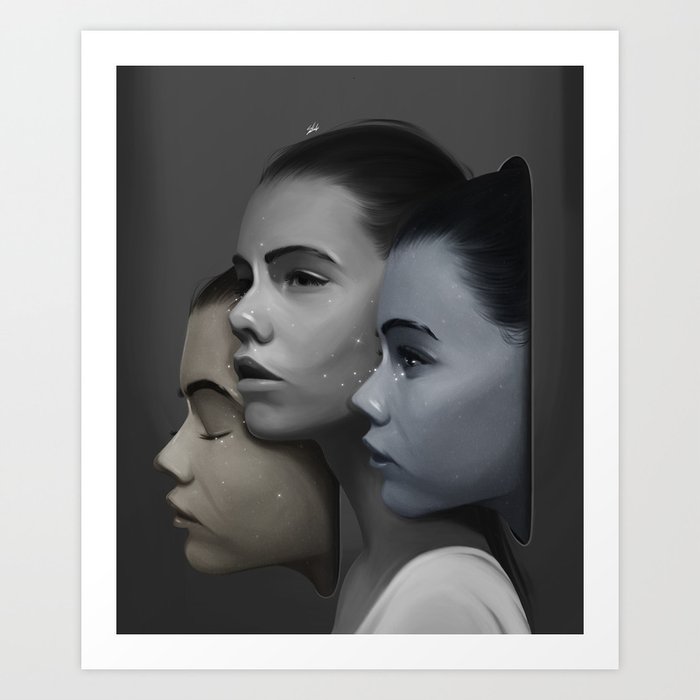 The three of us. Art Print