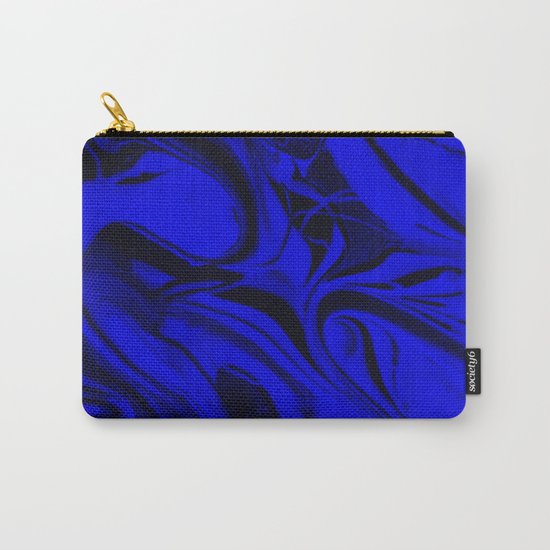 Black and Blue Swirl - Abstract, blue and black mixed paint pattern texture Carry-All Pouch