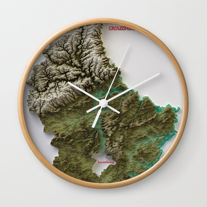 Luxemburg shaded relief map Wall Clock