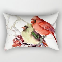 Cardinal Birds, birds art, two bird artwork cardinal bird Rectangular Pillow