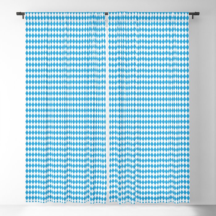 Oktoberfest Bavarian Blue and White Small Diagonal Diamond Pattern Blackout Curtain