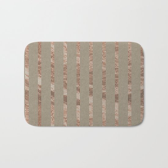 Rose gold stripes on natural grain Bath Mat