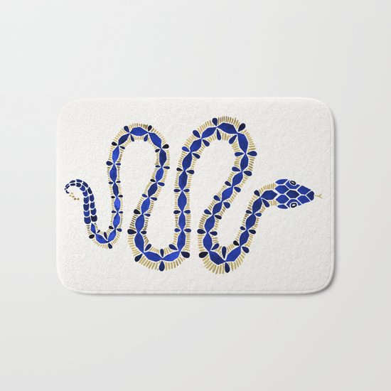 Navy & Gold Serpent Bath Mat