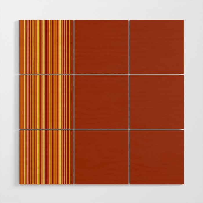 Burnt orange and warm stripes Wood Wall Art