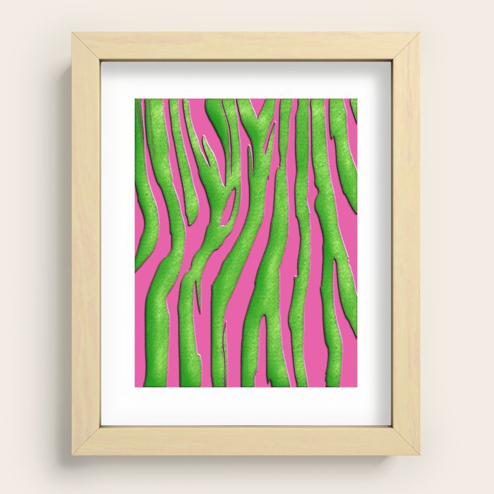 Bright Pink & Green Zebra Print Art Print by Aloke Design