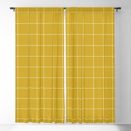 Windowpane Check Grid (white/mustard yellow) Blackout Curtain