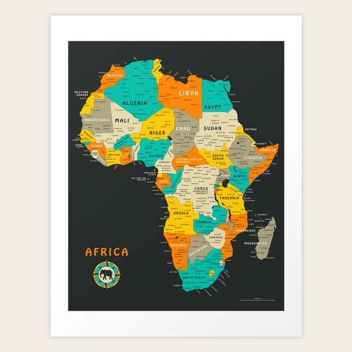 AFRICA MAP Art Print by Jazzberry Blue Society6