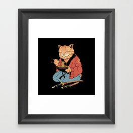 Cat Ramen Framed Art Print