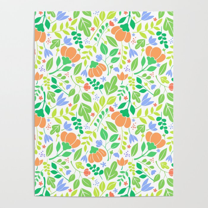 Lacy Floral Color Pattern Poster