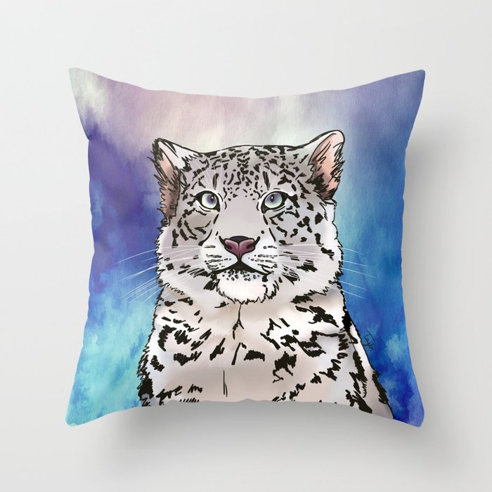Snow Leopard Throw Pillow