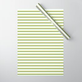 [ Thumbnail: Pale Goldenrod, Green & Mint Cream Colored Striped/Lined Pattern Wrapping Paper ]