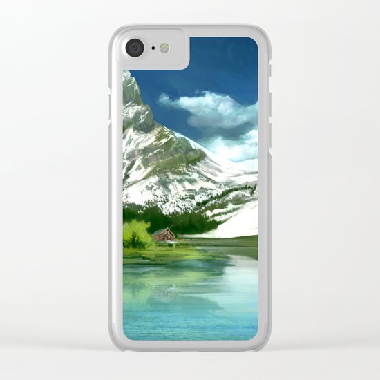 Mountain and lake landscape Clear iPhone Case