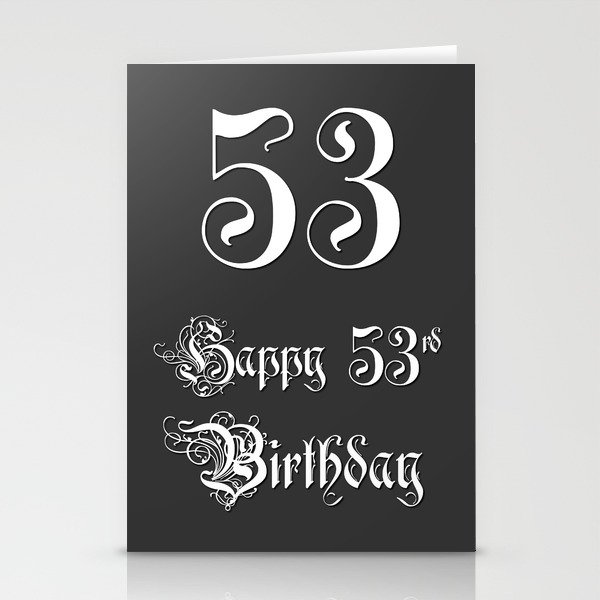 Happy 53rd Birthday - Fancy, Ornate, Intricate Look Stationery Cards