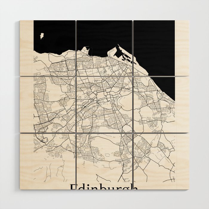 Edinburgh city map Wood Wall Art