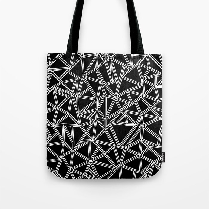 Abstract New White on Black Tote Bag