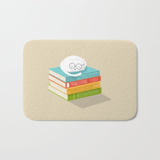The Cat Loves Books Bath Mat