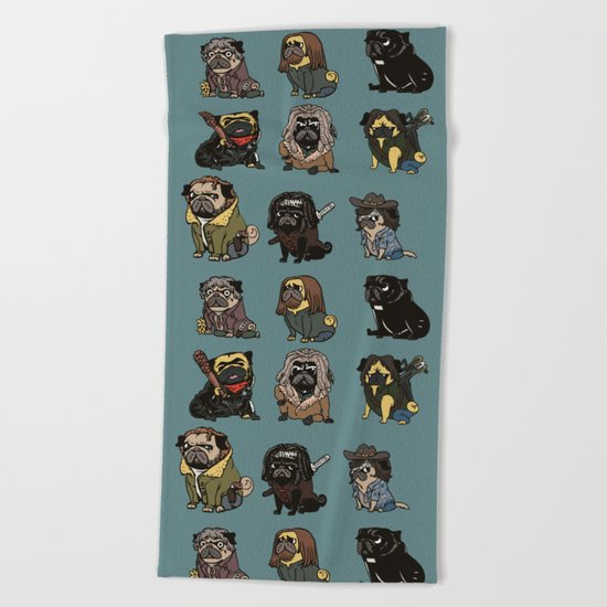 The Walking Pug Beach Towel