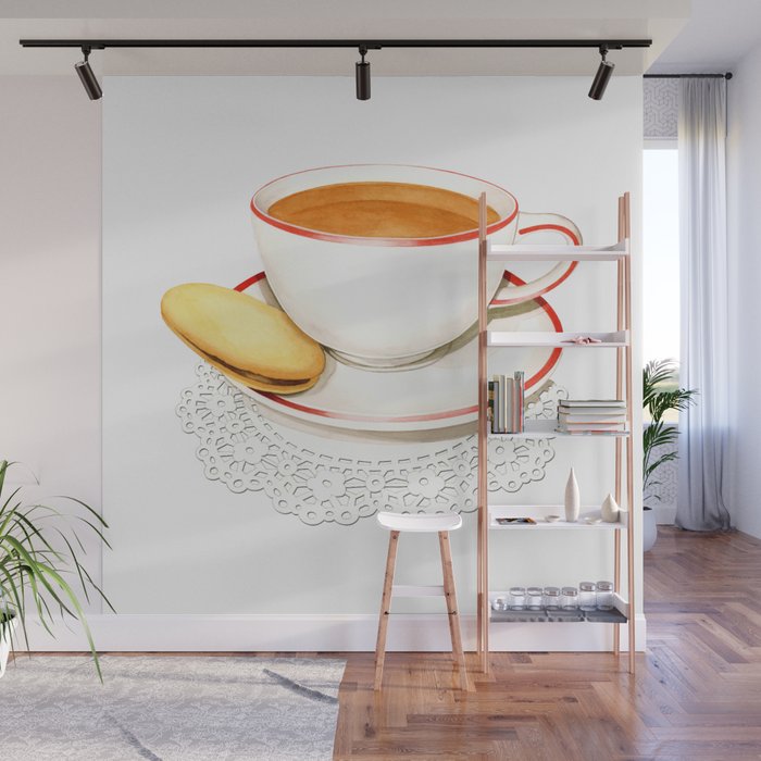 Teatime! Cup of Tea and a biscuit Wall Mural