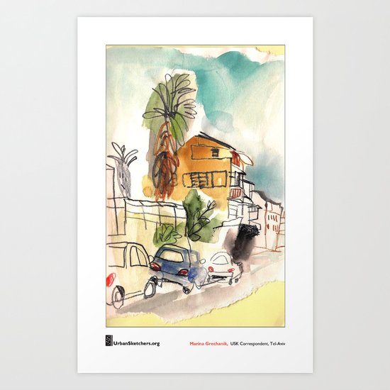 Marina Grechanik, "TelAviv Corner" Art Print