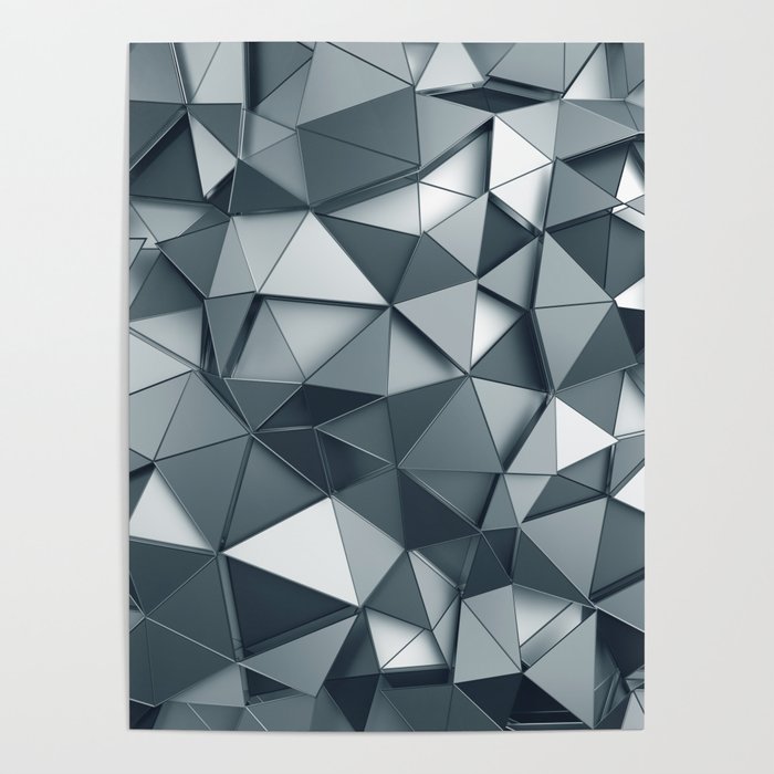 Silver Chrome Cyber Print Poster