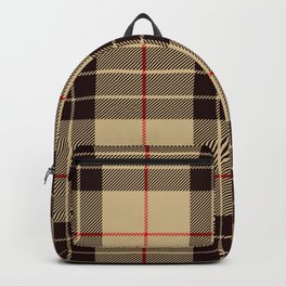 Tan Tartan with Black and Red Stripes Backpack | Tan, Preppy, Checks, Plaid, Checker, Khaki, Pattern, Large Scale, Designer, Scottish 