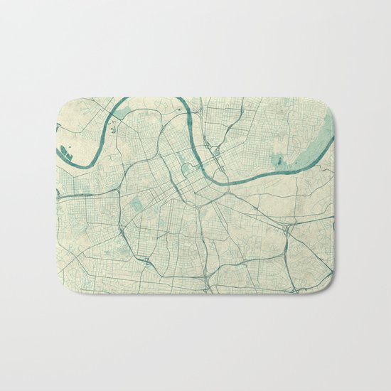 Nashville Map Blue Vintage Bath Mat