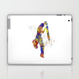 Watercolor cricket player Laptop Skin
