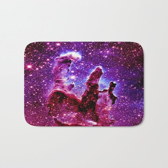 galaxy nebula : Pink & Purple pillars of creation Bath Mat