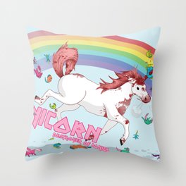 Unicorn: Destroyer of Ponies! Throw Pillow